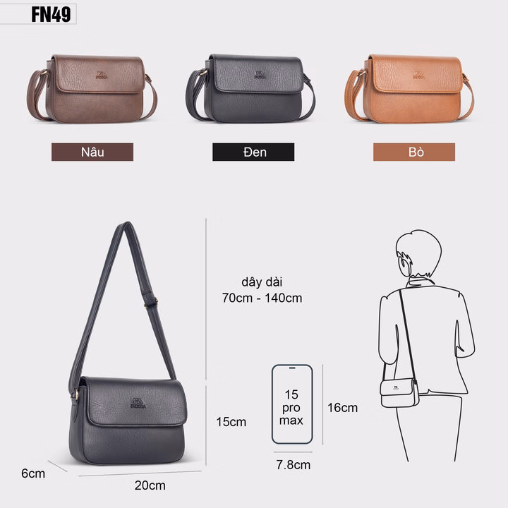 Túi Đeo Chéo Nữ Dáng Hộp Fadoda Fn49 - Ảnh 7
