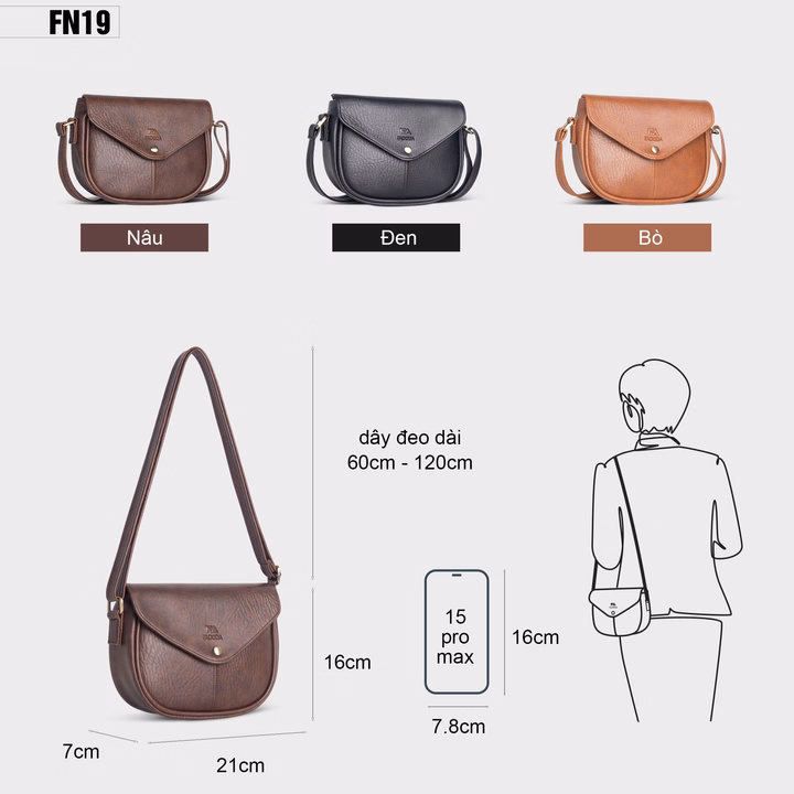 Túi Đeo Chéo Nữ Mini Nhiều Ngăn Fn19 - Fadoda - Ảnh 2