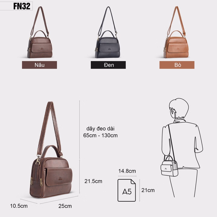 Túi Đeo Vai Nữ Size Lớn Cao Cấp Fn32 - Fadoda - Ảnh 2