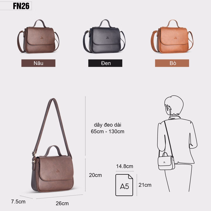 Túi Đeo Chéo Nữ Cỡ Lớn Fadoda Fn26 Nhiều Màu - Ảnh 2