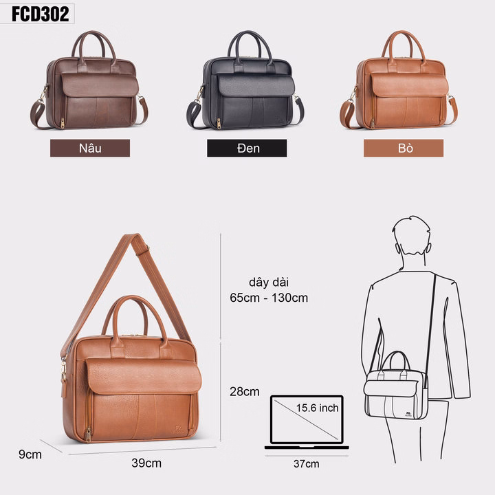 Cặp Xách Da Công Sở Văn Phòng Fcd302 - Fadoda - Ảnh 7