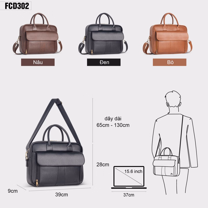 Cặp Xách Da Công Sở Văn Phòng Fcd302 - Fadoda - Ảnh 12