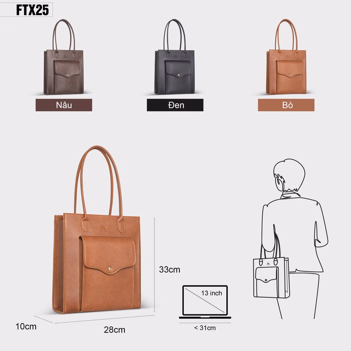 Túi Xách Nữ Đeo Vai Thời Trang Dáng Đứng Fadoda Ftx25 - Ảnh 8