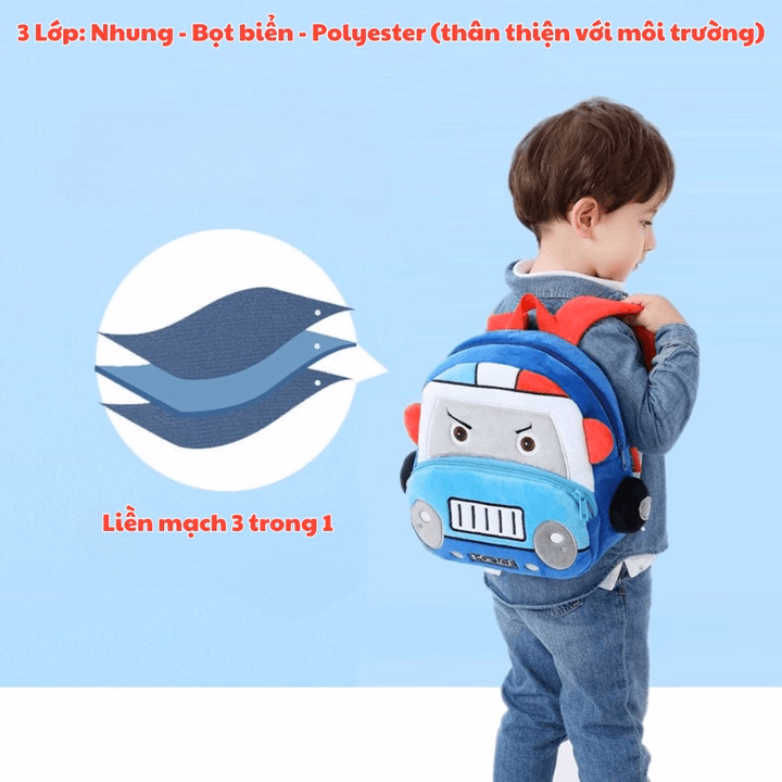 Balo Đi Học Cho Bé Mẫu Giáo Được Thêu Hoạt Hình 3D, Siêu Nhẹ, Chống Thấm Nước, Quai Đeo Bản Rộng Ch177 - Bh Kids - Ảnh 2