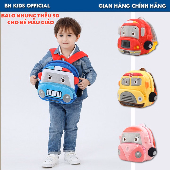 Balo Đi Học Cho Bé Mẫu Giáo Được Thêu Hoạt Hình 3D, Siêu Nhẹ, Chống Thấm Nước, Quai Đeo Bản Rộng Ch177 - Bh Kids