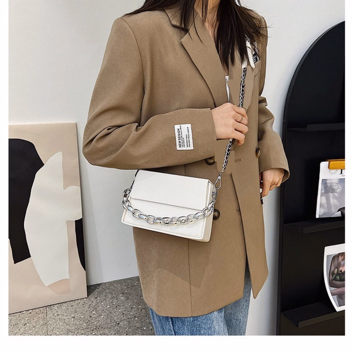 Túi Xách Nữ Dáng Hộp Form Cứng Phối Xích Chất Lừ, Mix Đồ Chuẩn Hàn Pp756 - Pipi Store - Ảnh 11