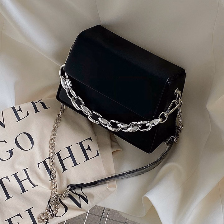 Túi Xách Nữ Dáng Hộp Form Cứng Phối Xích Chất Lừ, Mix Đồ Chuẩn Hàn Pp756 - Pipi Store - Ảnh 8