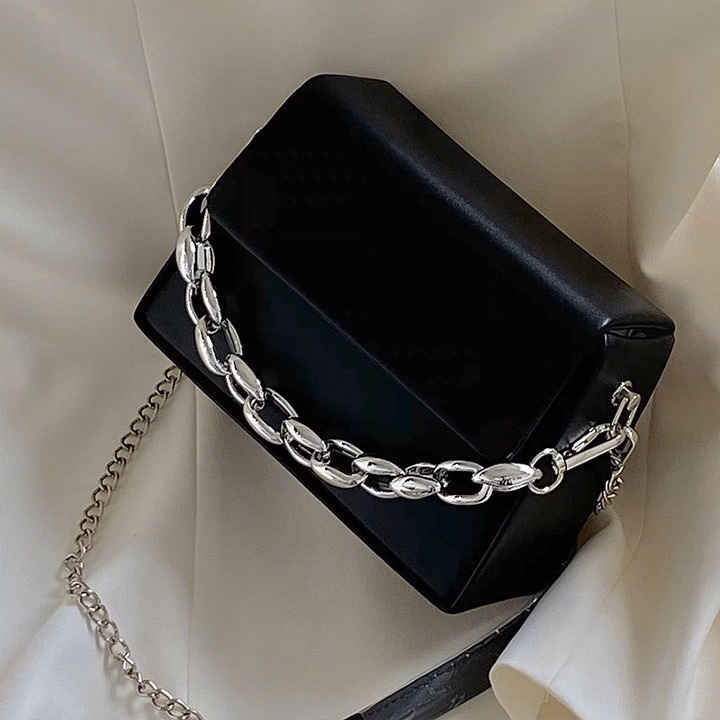 Túi Xách Nữ Dáng Hộp Form Cứng Phối Xích Chất Lừ, Mix Đồ Chuẩn Hàn Pp756 - Pipi Store - Ảnh 5