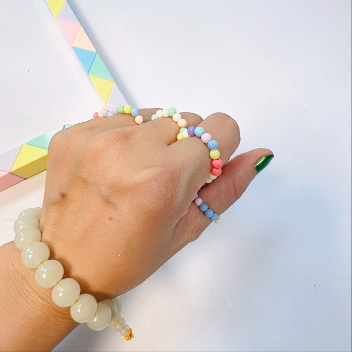 Nhẫn Handmade Ngọc Trai Nhựa Mã 03 Siêu Xinh Hạt Màu Đa Dạng - Ảnh 7