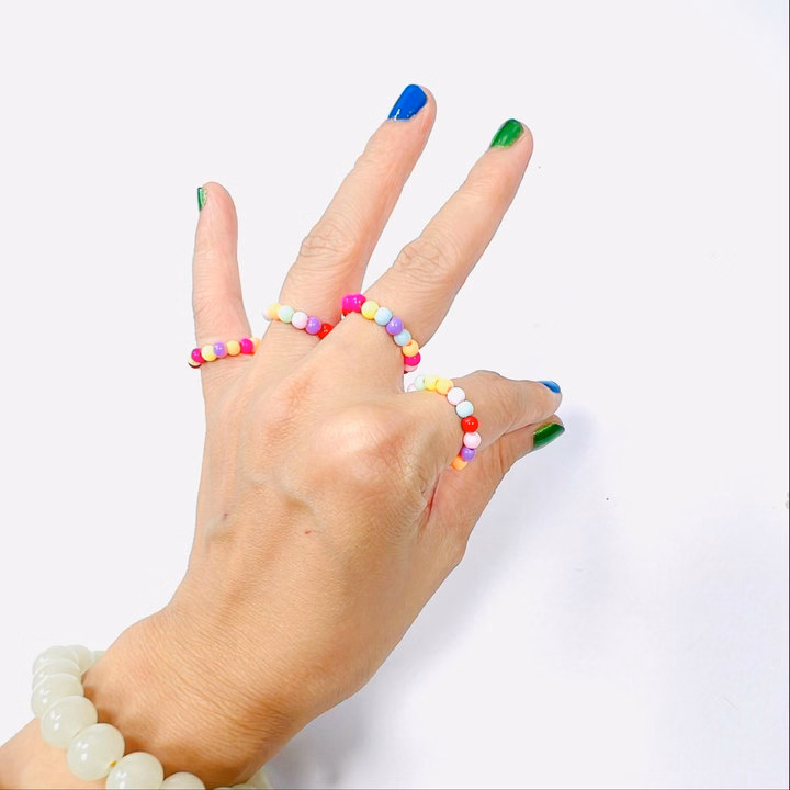 Nhẫn Handmade Ngọc Trai Nhựa Mã 02 Nhiều Màu Siêu Đẹp - Ảnh 3