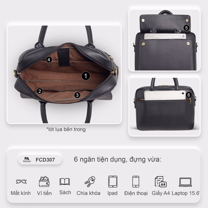 Cặp Công Sở Đựng Laptop Thanh Lịch Fadoda Fcd307 - Ảnh 17