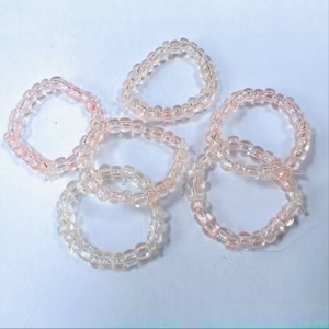 Nhẫn Handmade Màu Hồng Mã 05 Dạng Tròn Trong Suốt Lấp Lánh