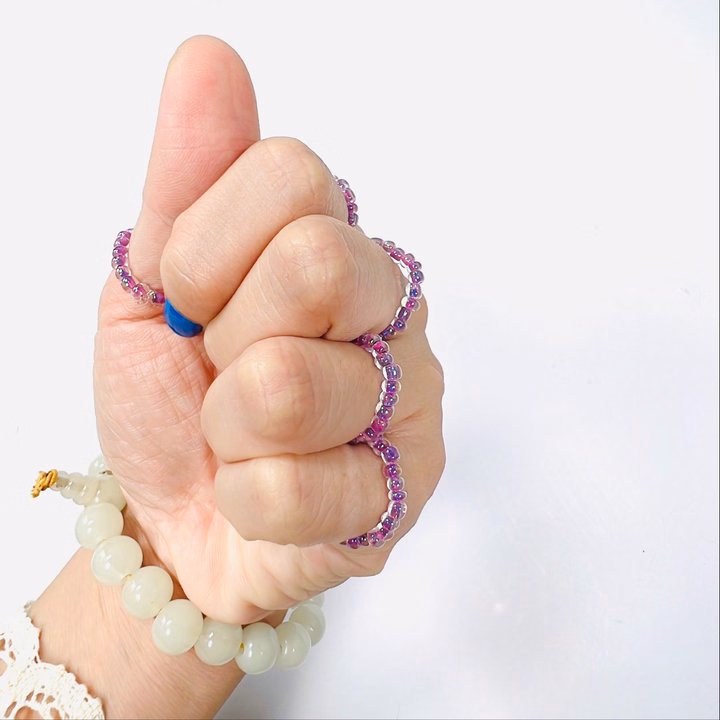 Nhẫn Handmade Màu Tím Mã 07 Dạng Tròn Trong Suốt Lấp Lánh - Ảnh 3