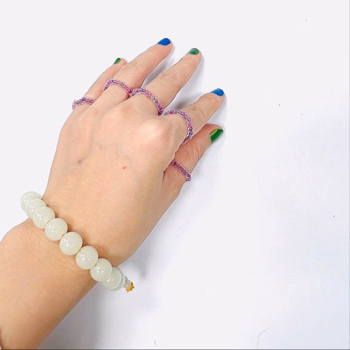 Nhẫn Handmade Màu Tím Mã 07 Dạng Tròn Trong Suốt Lấp Lánh - Ảnh 2