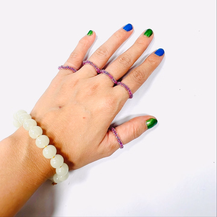 Nhẫn Handmade Màu Tím Mã 07 Dạng Tròn Trong Suốt Lấp Lánh - Ảnh 8