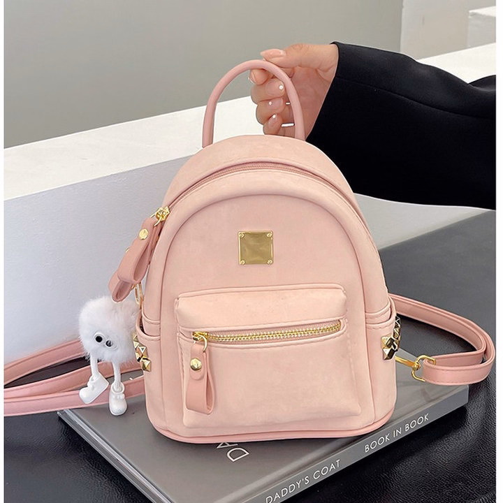 Balo Nữ Đẹp, Balo Da Nhung Mềm Siêu Xinh Phong Cách Hàn Quốc 52 - Larita Fashion - Ảnh 5