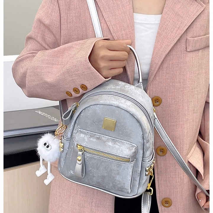 Balo Nữ Đẹp, Balo Da Nhung Mềm Siêu Xinh Phong Cách Hàn Quốc 52 - Larita Fashion - Ảnh 15