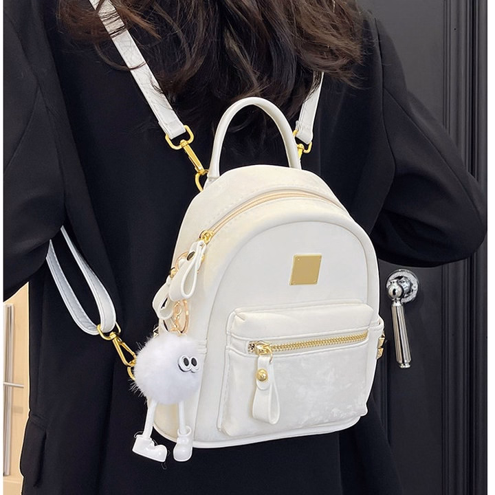 Balo Nữ Đẹp, Balo Da Nhung Mềm Siêu Xinh Phong Cách Hàn Quốc 52 - Larita Fashion - Ảnh 7