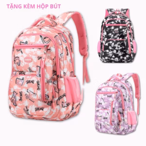 Tặng Kèm Hộp Bút - Balo Ulzzang Họa Tiết Cloud Xinh Xắn Cho Bé Gái, Vải Polyester Chống Nước, Chống Sốc, Siêu Nhẹ Ch179-Bh Kids