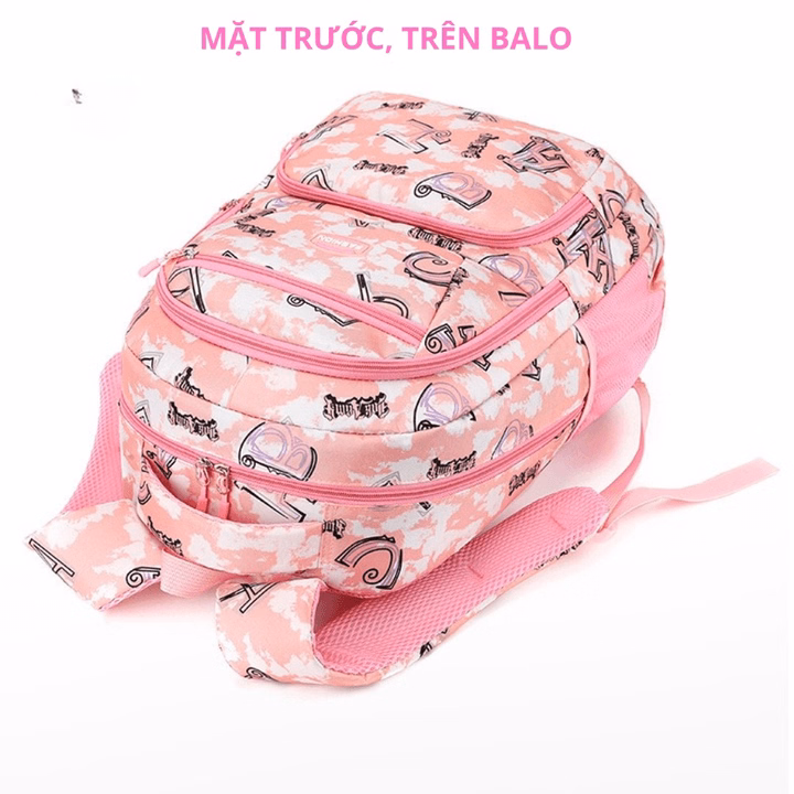 Tặng Kèm Hộp Bút - Balo Ulzzang Họa Tiết Cloud Xinh Xắn Cho Bé Gái, Vải Polyester Chống Nước, Chống Sốc, Siêu Nhẹ Ch179-Bh Kids - Ảnh 3