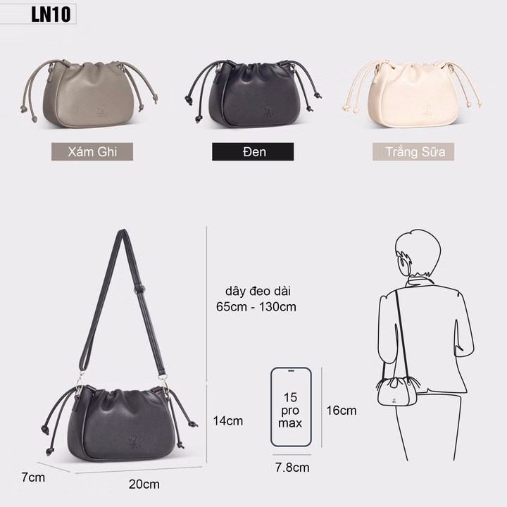 Túi Rút Đeo Chéo Da Nữ Trẻ Trung Petla Ln10 - Ảnh 12