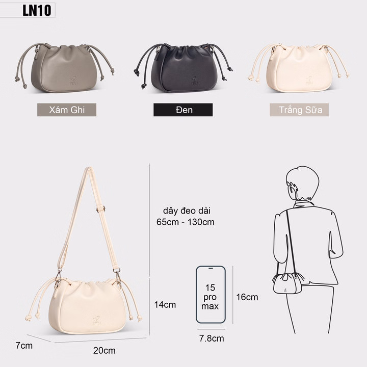 Túi Rút Đeo Chéo Da Nữ Trẻ Trung Petla Ln10 - Ảnh 2