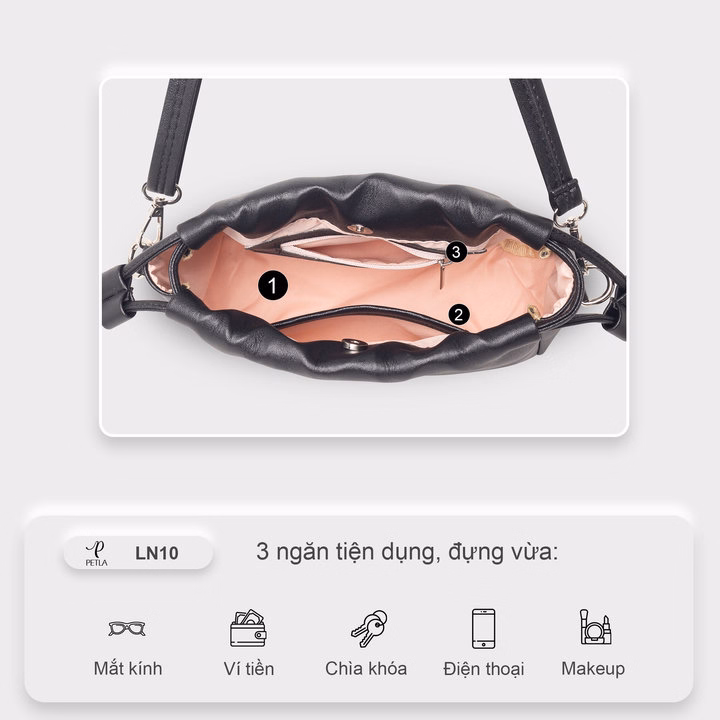 Túi Rút Đeo Chéo Da Nữ Trẻ Trung Petla Ln10 - Ảnh 16
