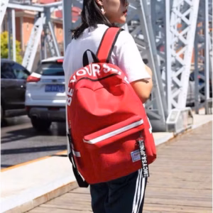 Balo Vải Bố Vừa A4 Be Your Sọc Ngang Đỏ Trắng Tk54-Nana House