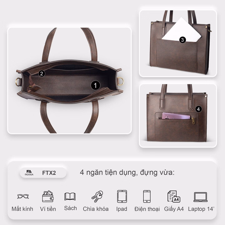 Túi Xách Nữ Công Sở Đựng Laptop Ftx2 - Fadoda - Ảnh 17