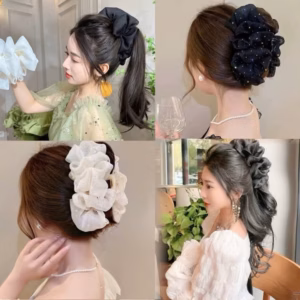 Kẹp Tóc Voan Chấm Bi Xinh Xắn Cho Chị Em