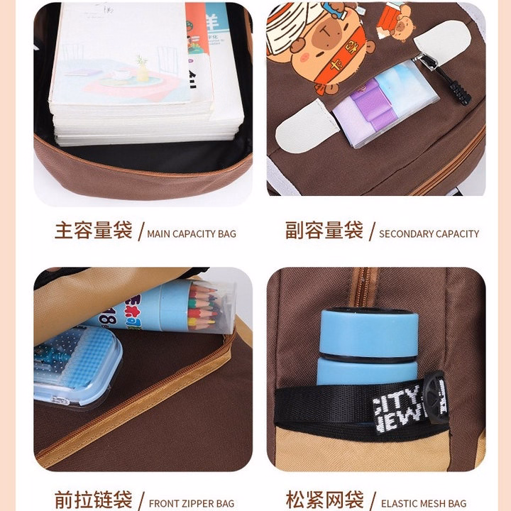 Balo Học Sinh Capybara Chống Thấm Siêu Hot Cho Bé Trai Gái Wh814 - Winnie House - Ảnh 12