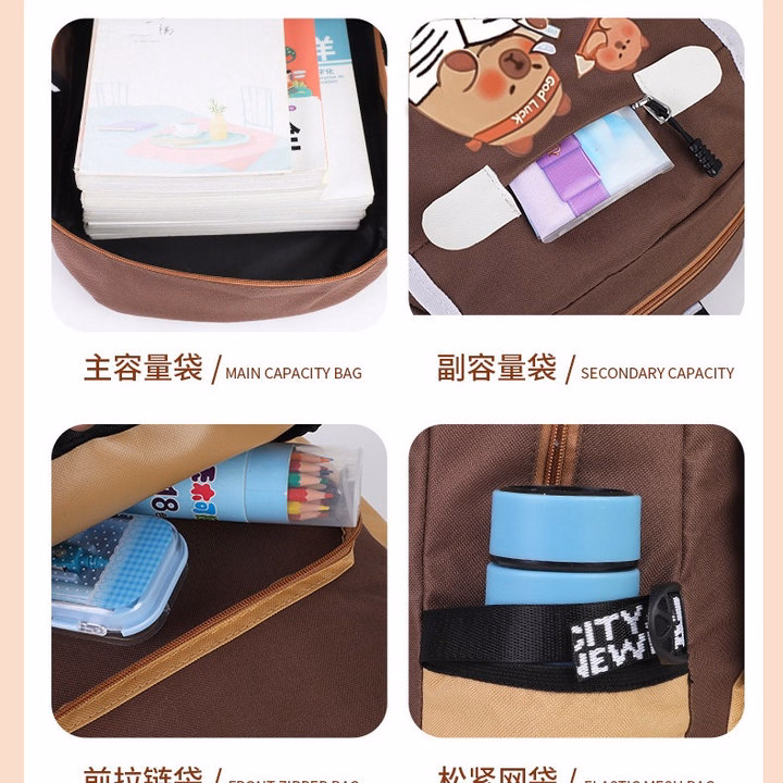 Balo Học Sinh Capybara Chống Thấm Siêu Hot Cho Bé Trai Gái Wh814 - Winnie House - Ảnh 11