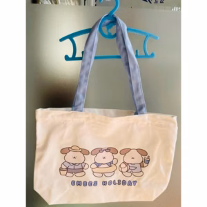 Túi Tote Vải Canvas Hình Thỏ Dễ Thương Embes Holiday Quai Hồng Bản Lớn Cho Bé Gái Đi Học, Đi Chơi