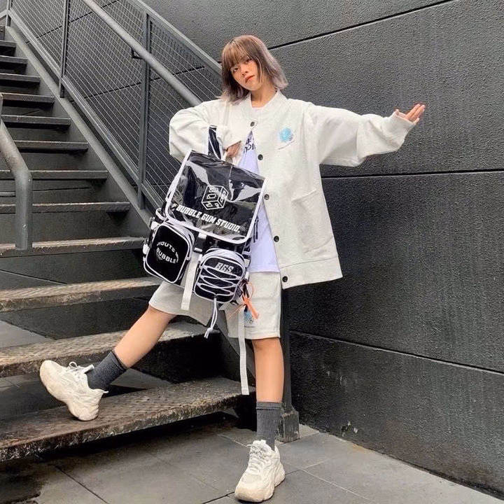 Balo Hộp Phối Mica Vải Bố Đan Dây Vừa A4 Ts65Kl - Nana House - Ảnh 5