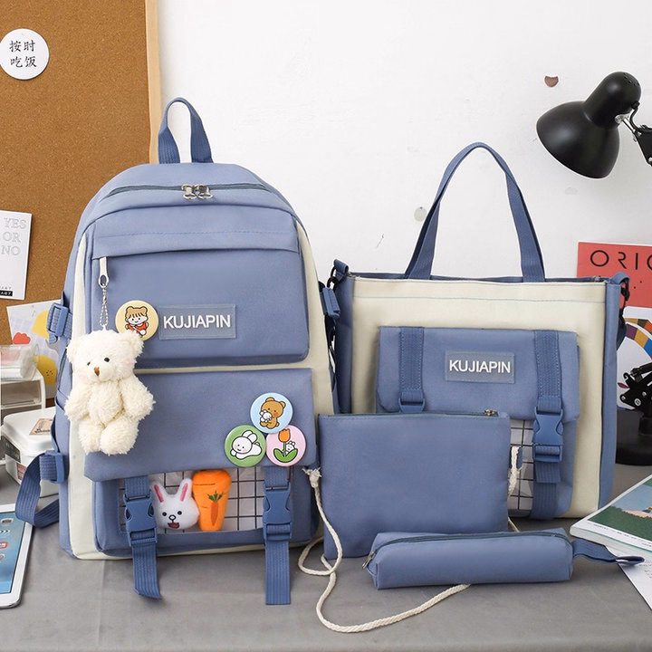 Set 4 Món Balo Đi Học Nam Nữ Thời Trang Đa Năng – Đẹp, Bền, Chống Thấm Pp836 - Pipi Store - Ảnh 4