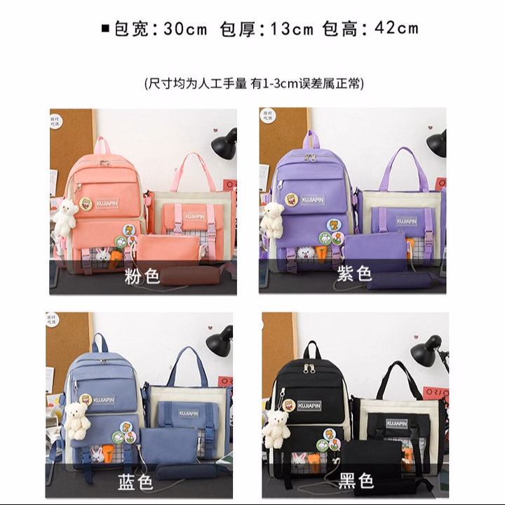 Set 4 Món Balo Đi Học Nam Nữ Thời Trang Đa Năng – Đẹp, Bền, Chống Thấm Pp836 - Pipi Store - Ảnh 7