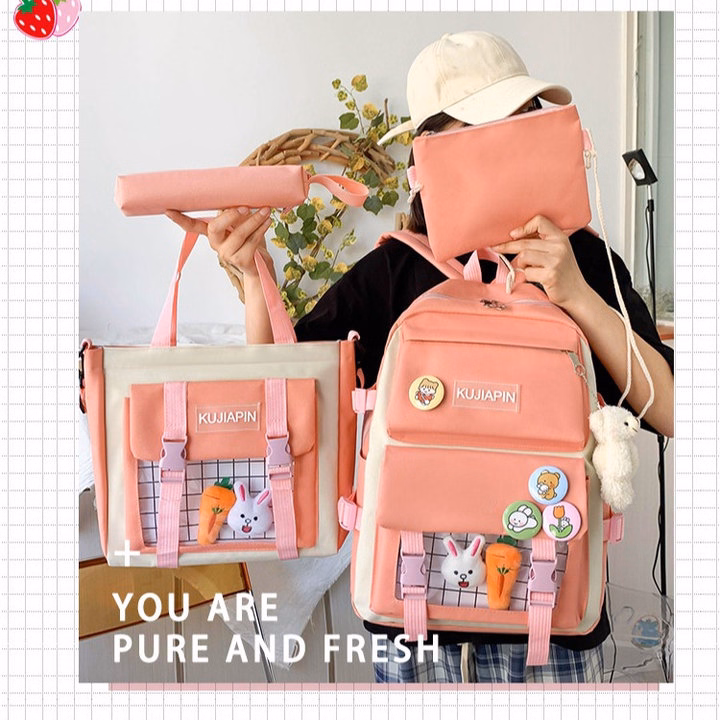 Set 4 Món Balo Đi Học Nam Nữ Thời Trang Đa Năng – Đẹp, Bền, Chống Thấm Pp836 - Pipi Store - Ảnh 11