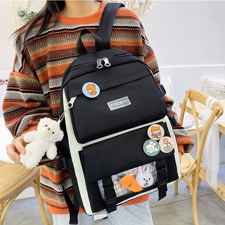 Set 4 Món Balo Đi Học Nam Nữ Thời Trang Đa Năng – Đẹp, Bền, Chống Thấm Pp836 - Pipi Store - Ảnh 13