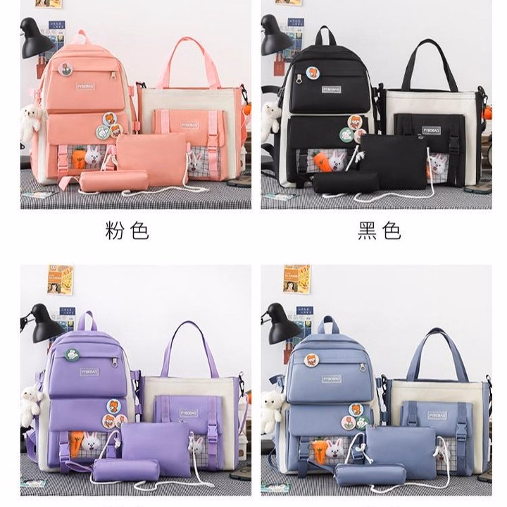 Set 4 Món Balo Đi Học Nam Nữ Thời Trang Đa Năng – Đẹp, Bền, Chống Thấm Pp836 - Pipi Store - Ảnh 15