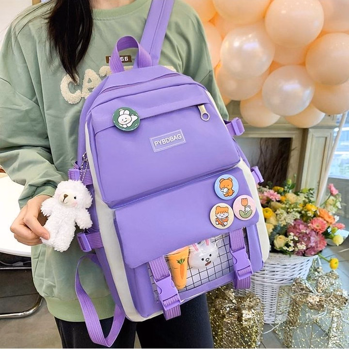 Set 4 Món Balo Đi Học Nam Nữ Thời Trang Đa Năng – Đẹp, Bền, Chống Thấm Pp836 - Pipi Store - Ảnh 16