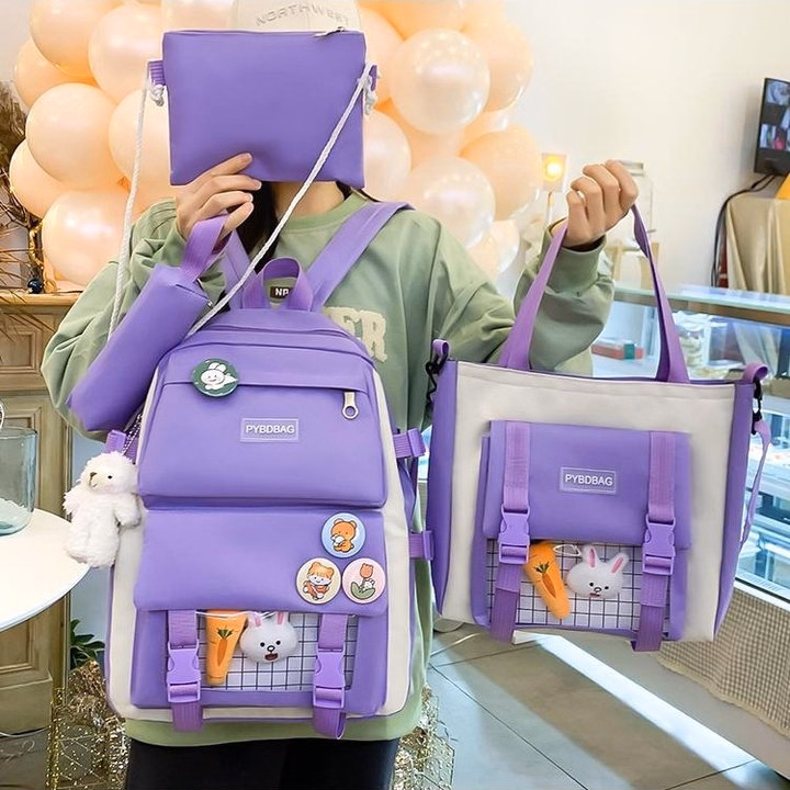 Set 4 Món Balo Đi Học Nam Nữ Thời Trang Đa Năng – Đẹp, Bền, Chống Thấm Pp836 - Pipi Store - Ảnh 12