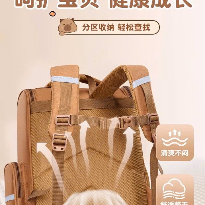 Ba Lô Cặp Sách Capybara Cho Bé Trai Bé Gái Đi Học Tiểu Học - Ảnh 5