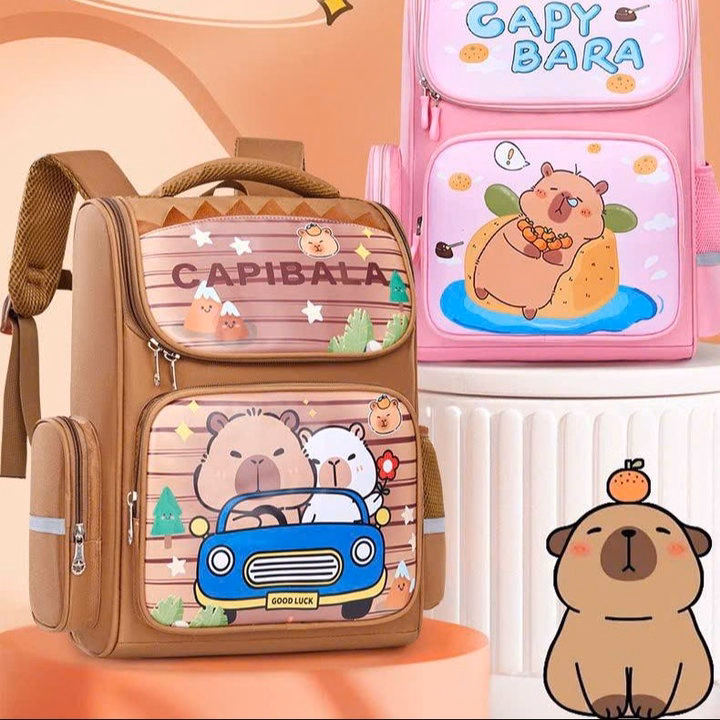 Ba Lô Cặp Sách Capybara Cho Bé Trai Bé Gái Đi Học Tiểu Học