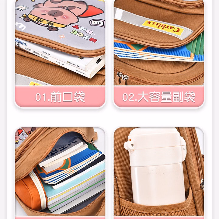 Cặp Balo Học Sinh Bền Bỉ, Siêu Nhẹ – Hình Capybara Cực Kỳ Dễ Thương Wh840 - Winnie House - Ảnh 13