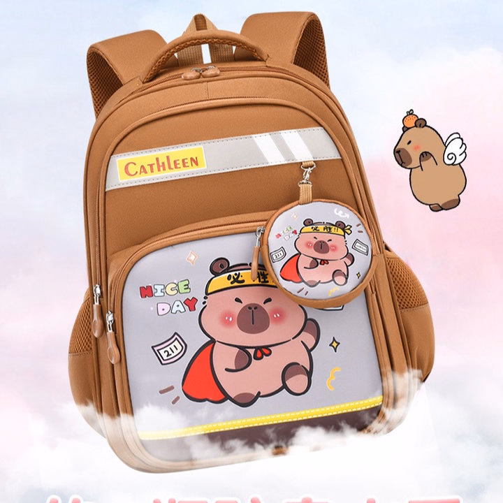 Cặp Balo Học Sinh Bền Bỉ, Siêu Nhẹ – Hình Capybara Cực Kỳ Dễ Thương Wh840 - Winnie House - Ảnh 8