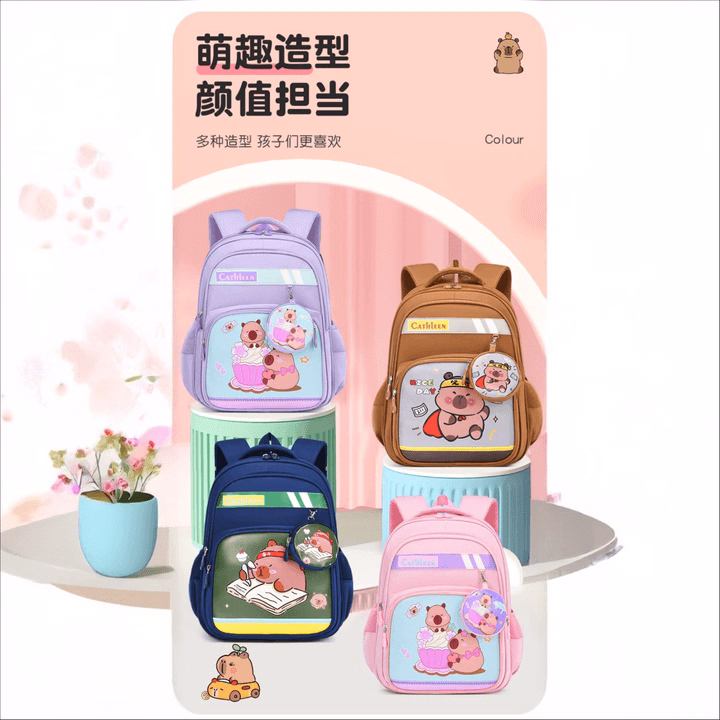 Cặp Balo Học Sinh Bền Bỉ, Siêu Nhẹ – Hình Capybara Cực Kỳ Dễ Thương Wh840 - Winnie House - Ảnh 14