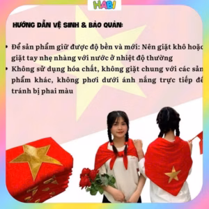 [2/9]Khăn Cờ Việt Nam - Khăn Quàng Đỏ Ngôi Sao Vàng Nhũ Da 2 Lớp–Khăn Yêu Nước Phụ Kiện Diễu Hành,Quốc Khánh 2/9
