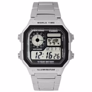 Đồng Hồ Điện Tử Nam Kim Loại Casio Ae-1200Whd-1Avdf Silver