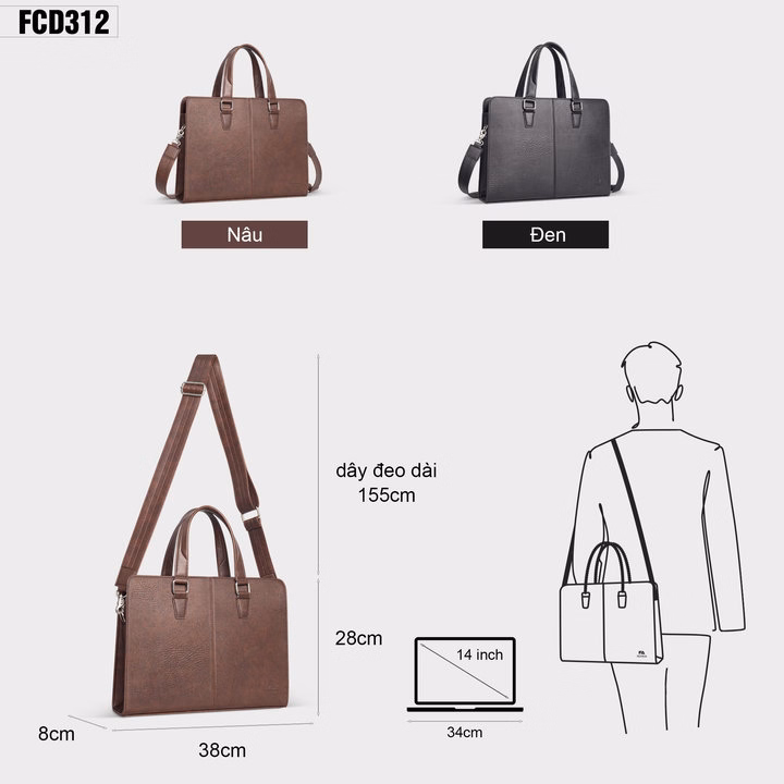 Cặp Da Công Sở Cao Cấp Fadoda Fcd312 - Ảnh 3