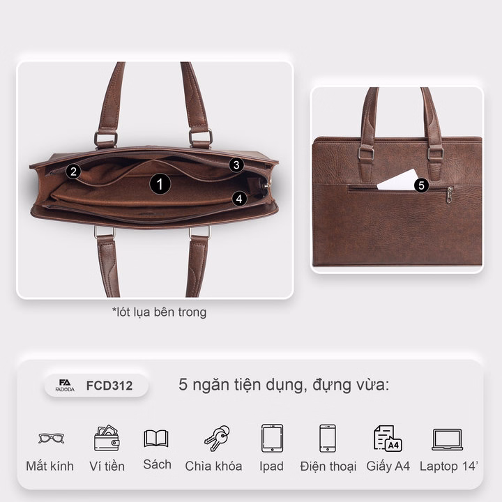 Cặp Da Công Sở Cao Cấp Fadoda Fcd312 - Ảnh 6